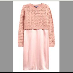 NWT Freshman Kids' Satin Slipdress & Sweater Set